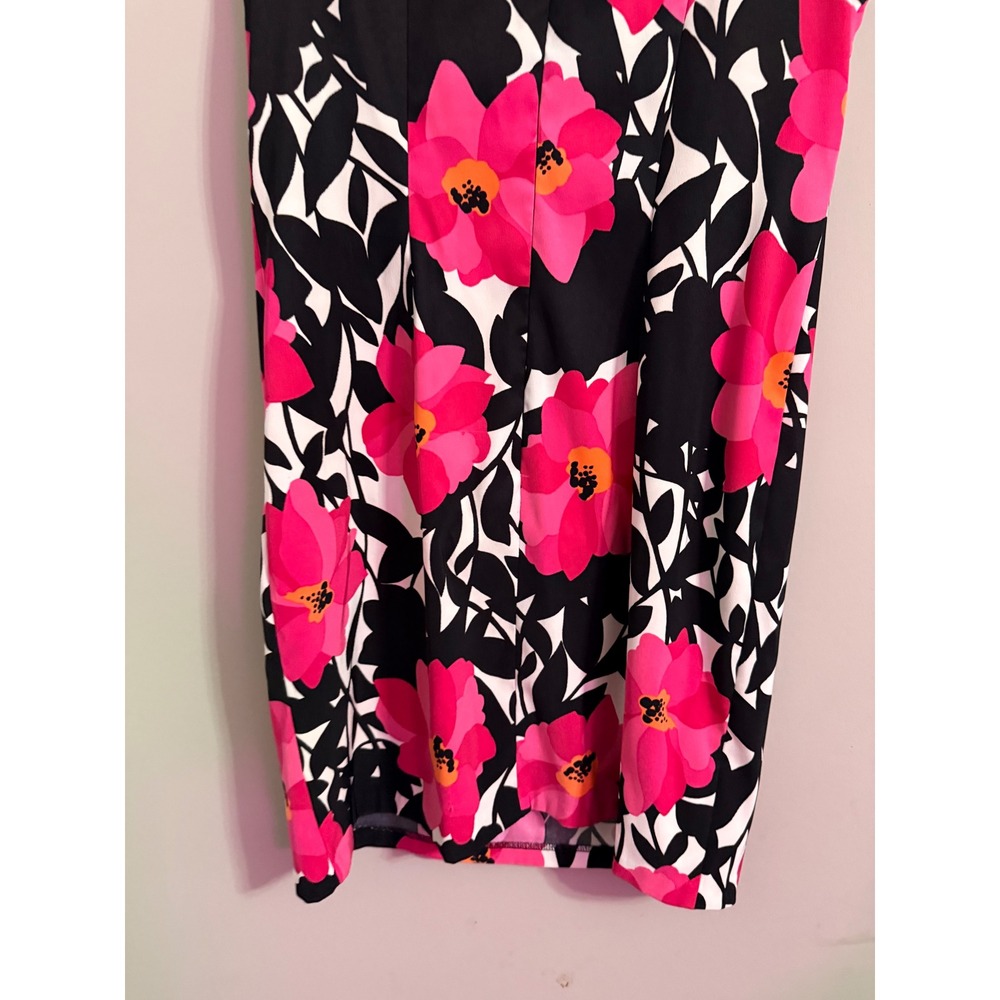 Kim Rogers Petite Sleeveless Floral Dress Pink Black White Size 12 - Picture 3 of 5